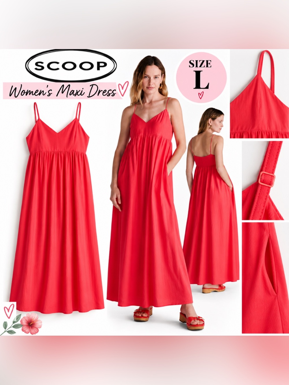 NWT Scoop Women’s Flowy Maxi Dress size Large